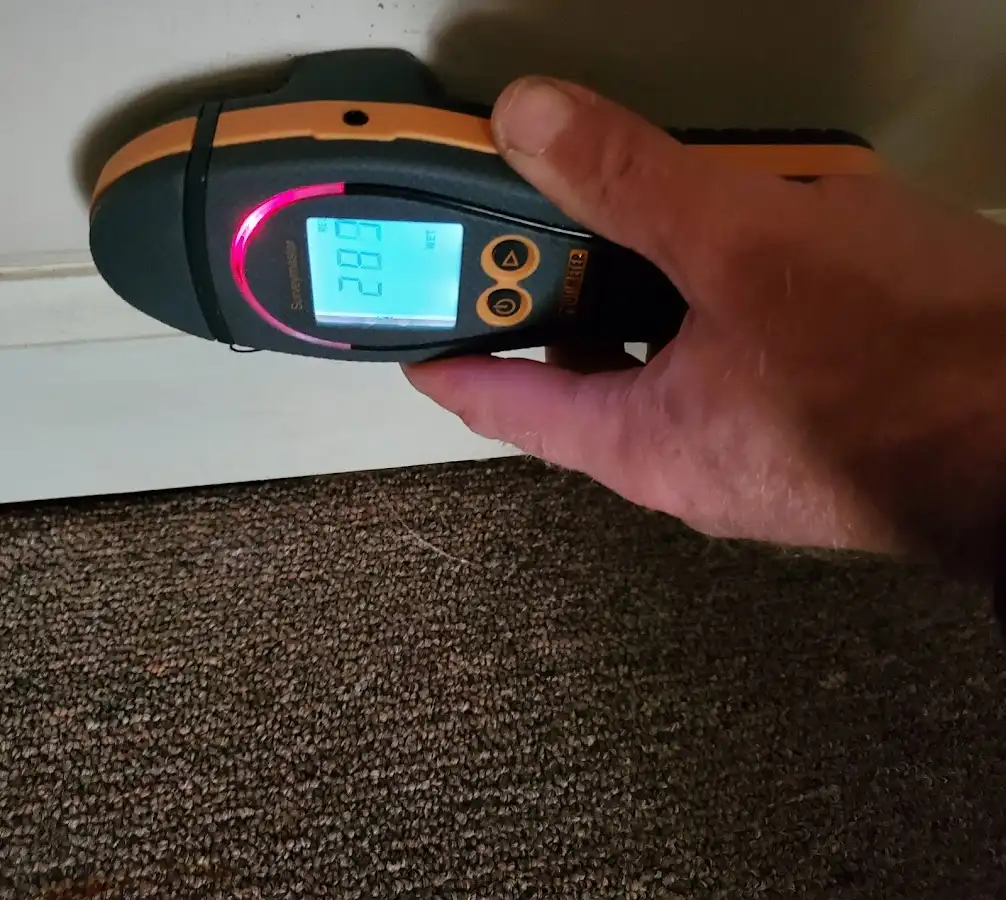 Moisture detection at baseboard during Burst Pipe Cleanup in Key West